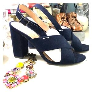Who What Wear Navy Suede Block Heel Sandals